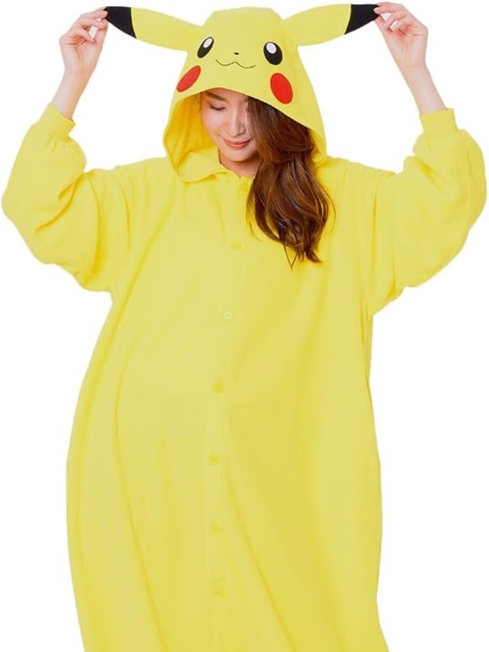 Yellow Pikachu Hooded Pajama Onesie Costume Womens/Mens size Large